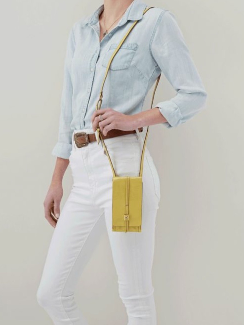 HOBO Token Wallet Crossbody, Lemongrass Leather Bag